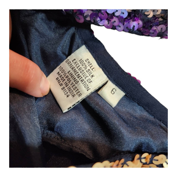 New SCALA silk navy blue with sequins Homecoming Cocktail Dress size 6 - Picture 7 of 11